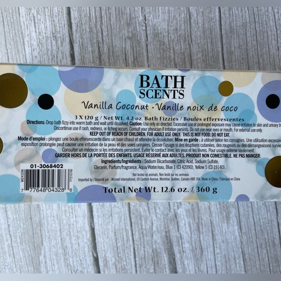 🌷 2 for $20 🌷Bath Scents- Bath Bombs- Vanilla Coconut Set of 3 Unopened Box - Picture 5 of 5